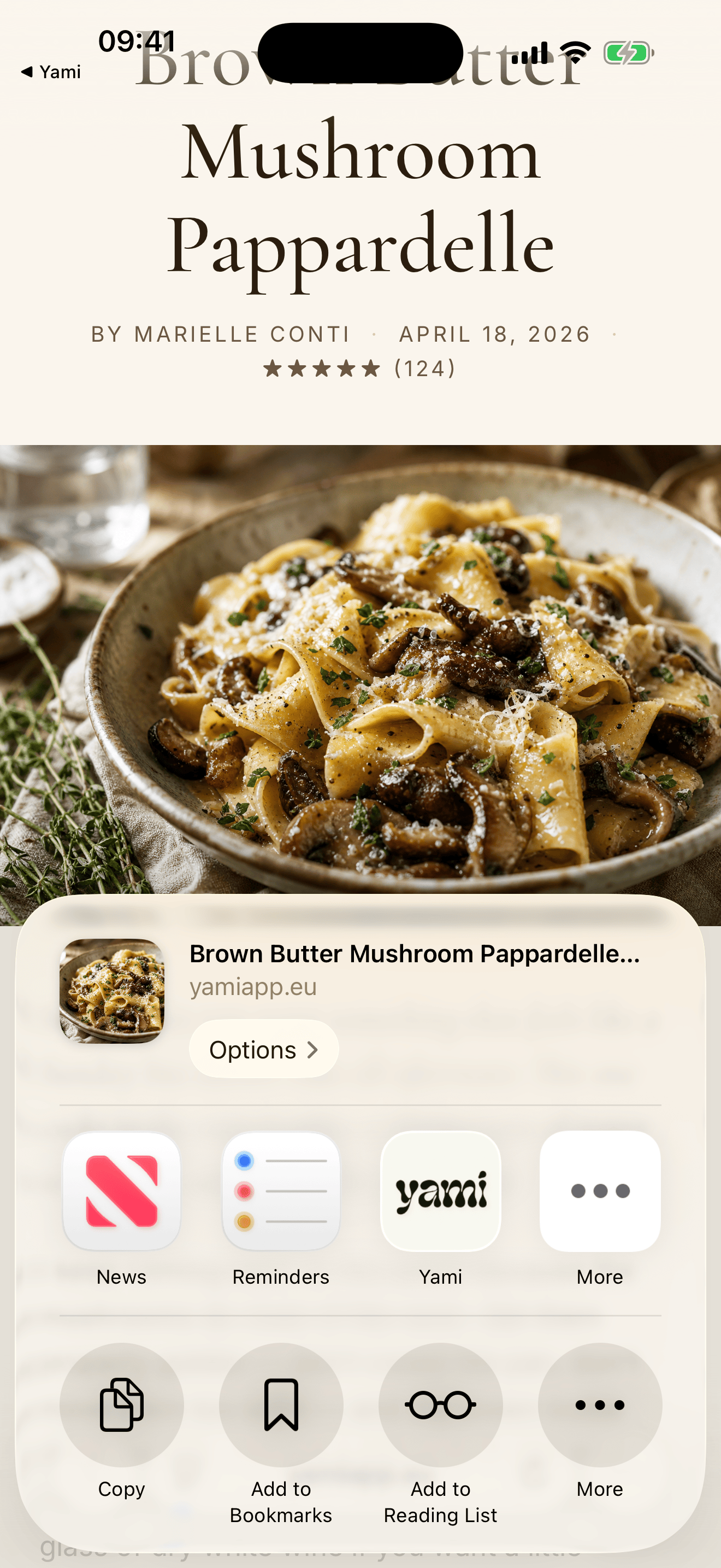 Importing a recipe from Safari via the iOS share sheet
